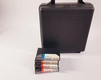 Vintage Black Cassette Tape Holder – 1980s Retro Music Storage Box