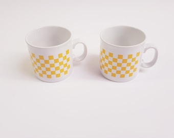 Vintage Engelse mokken, retro design, jaren 80
