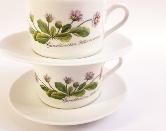 Vintage Royal Schwabap Soup Bowls & Saucers – Boch Porcelain – Set of 2 – Collectible Retro Tableware