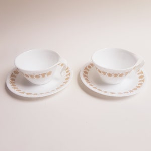 Corelle Corning Ware Schmetterling Gold Design Tassen und Untertassen 2 x, made in USA