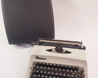 Máquina de escribir Adler Contessa vintage con estuche, teclado QWERTY portátil en funcionamiento, fabricada en Holanda, regalo retro para escritores, decoración de oficina.