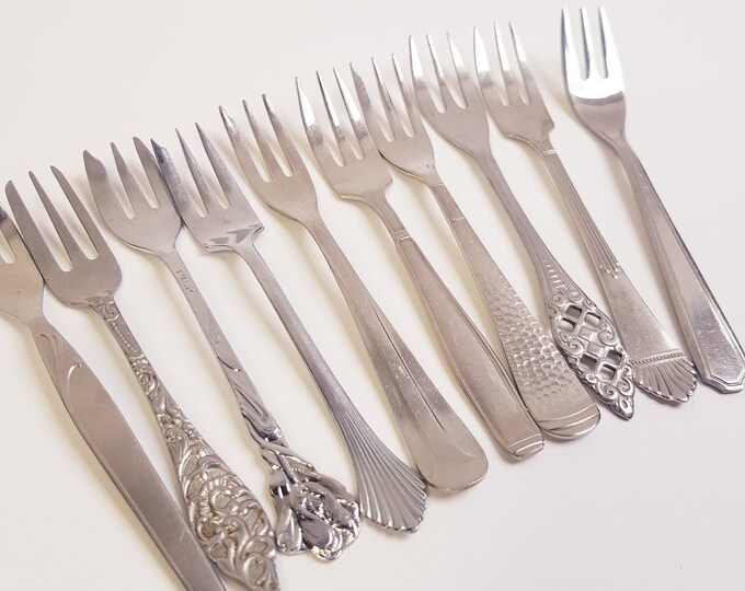 Vintage Mismatched Cake Forks, Stainless Steel, 10x Etsy