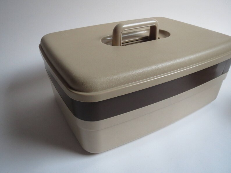 Vintage Plastic Sewing Box 1970 1980 Craft Storage Retro