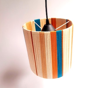 Handmade yarn wrapped pendant lampshade, string lamp, beige brown lampshade
