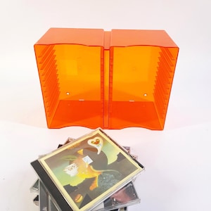 Vintage 1980s CD Storage Cabinet – Holds 22 CDs – Retro Media Organizer- orange
