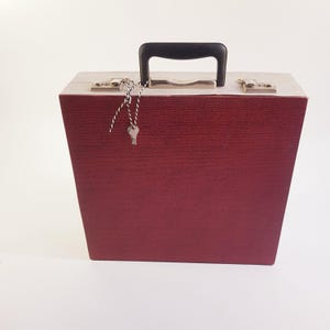 Valise de rangement pour disques vinyles - étui rigide vintage - rangement disques rouges - rangement lp