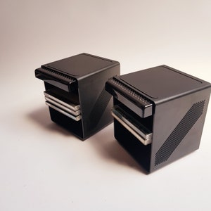 Vintage CD storage cube 2x, made in Holland, 1980s music storage, black