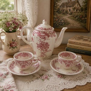Vintage Villeroy och Boch Valeria kaffeservis, röd
