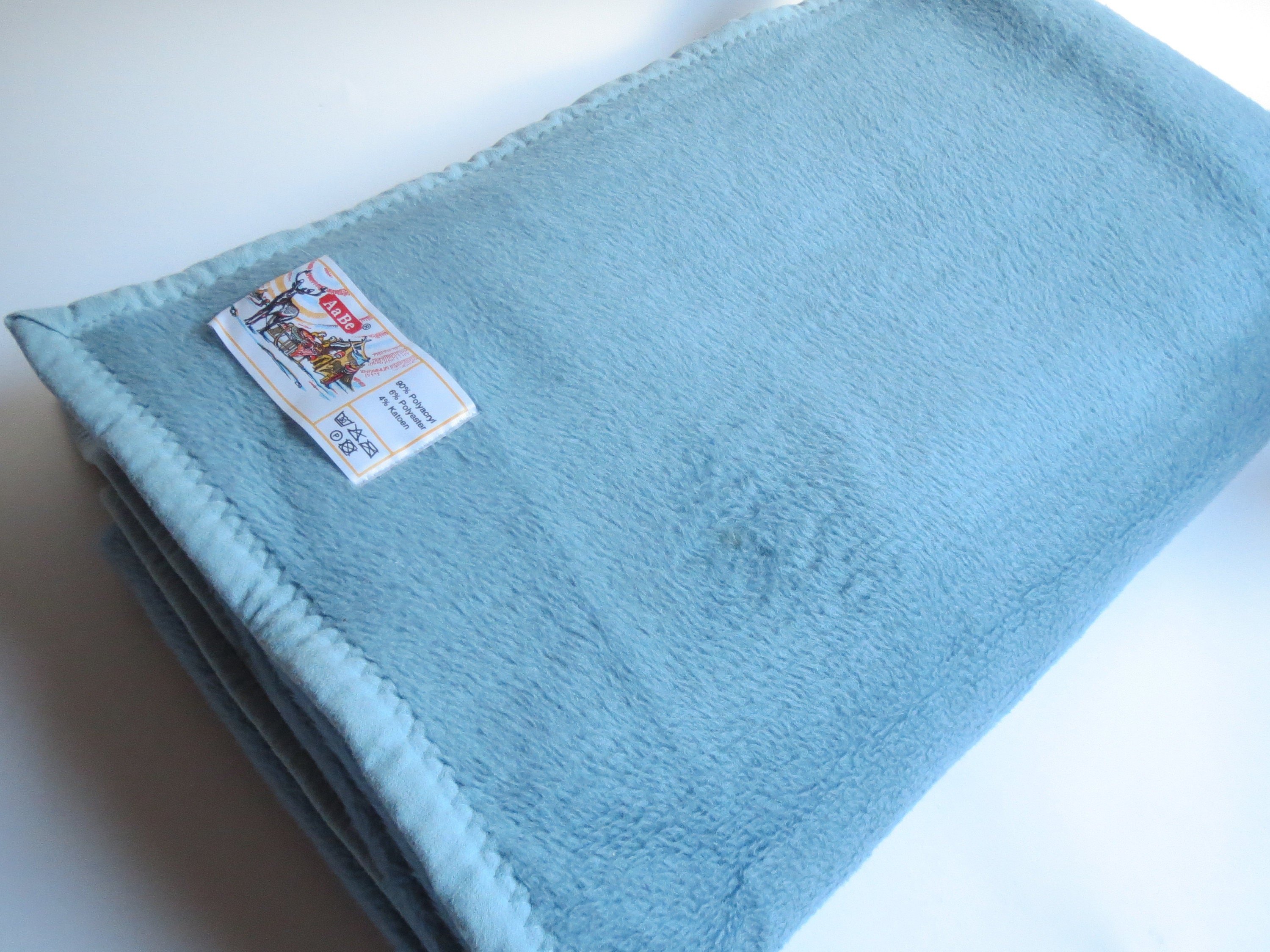 Blue blanket vintage acrylic throw 1970s Etsy
