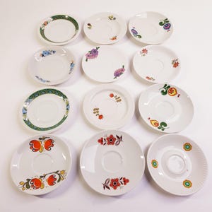Vintage mismatched saucers 12,  cake plates, vintage wedding, bridal shower