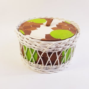 Vintage  sewing basket, 1970s craft storage box