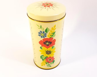 Vintage Verkade Dutch Metal Rusk Tin – Beschuitjes Cookie & Biscuit Storage Jar – Retro Kitchen Container