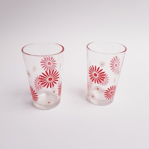 Vintage lemonade glasses , floral, 1960s