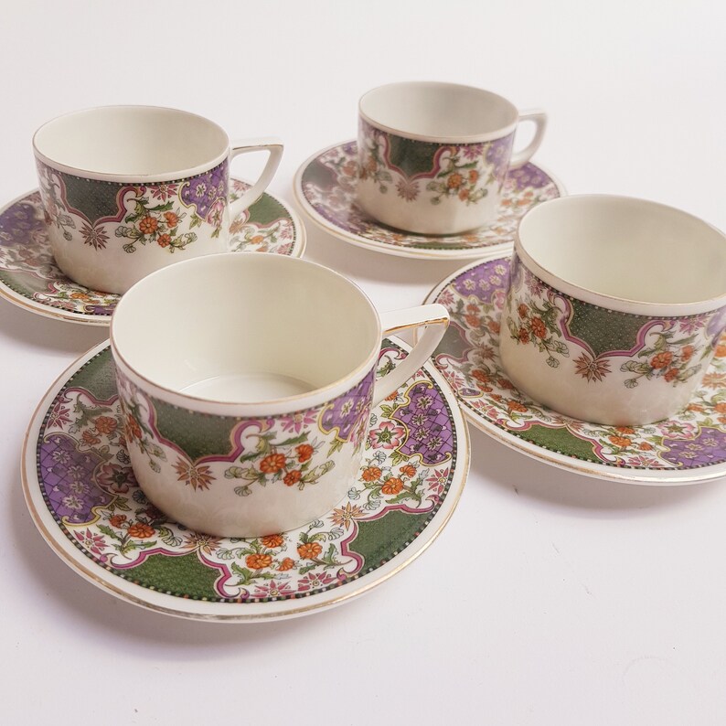 Vintage Cups and Saucers Floral Design Etsy