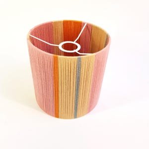 Handmade yarn wrapped pendant lampshade, string lamp, beige brown lampshade