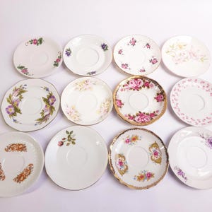 Vintage mismatched saucers 12,  cake plates, vintage wedding, bridal shower