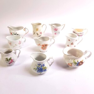 Vintage mismatched creamers, floral creamers, mismatched wedding , bridal shower