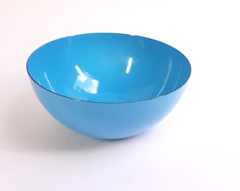 Vintage Finel Enamel Bowl by Kaj Franck – Arabia Finland – Scandinavian Modern Design - blue