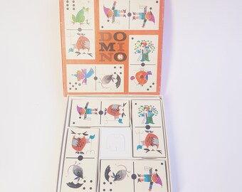 Vintage domino game, craft supplies, vintage game