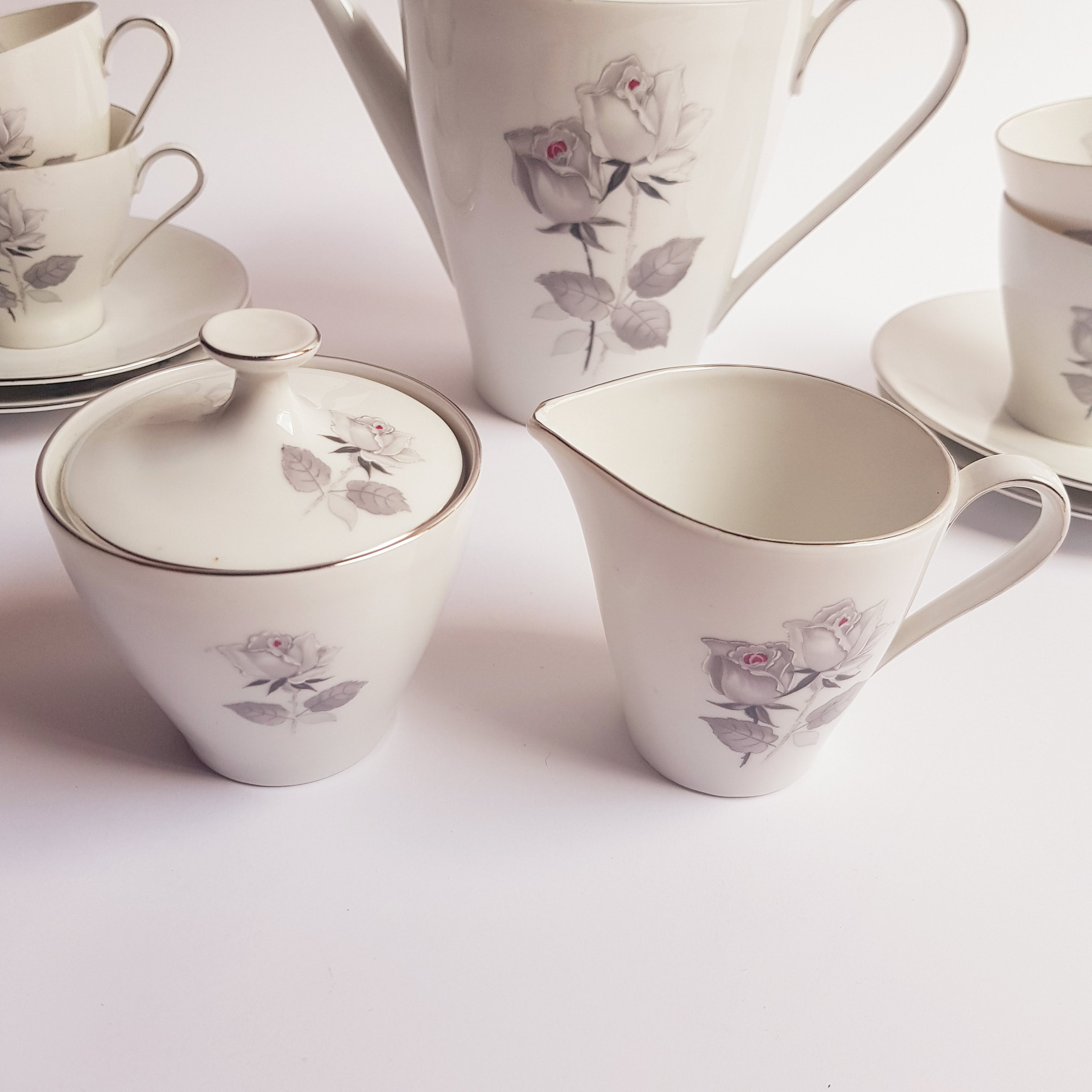 Vintage Bavaria tea set Black Rose 1970s made in germany Etsy