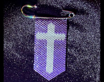Faith-Based Cross Pattern for Bag Charm, Brooch, Pendant | Peyote Stitch | Digital Download