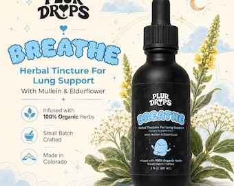BREATHE Herbal Tincture for Lung Support | Organic Mullein & Elderflower Drops | PLUR Drops Natural Recovery Supplement