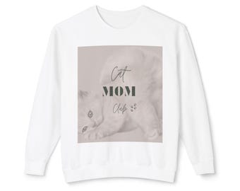 Sudadera del Club de Mamás de Gatos / Sudadera acogedora de cuello redondo para amantes de los gatos