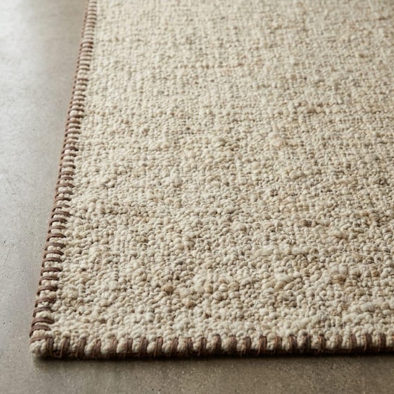 Handwoven Wool Area Rug, Handmade Neutral Rug, Modern Beige Carpet, Minimalist Living Room Decor, Custom Rug