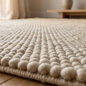 Alfombra de lana gruesa hecha a mano, alfombra de área neutra, alfombra de lana gruesa, acogedora decoración minimalista para sala de estar, alfombra de textura suave, alfombra de estilo escandinavo