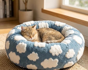 Orthopedic Plush Dog Bed | Round Calming Pet Sofa, Washable Cotton, Non-Slip Bottom