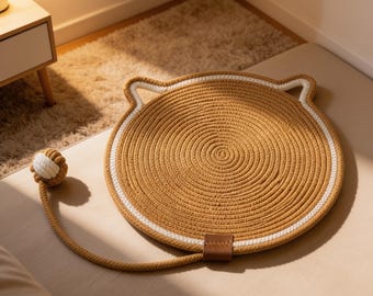 Cat Scratching Pad Cotton Rope Pet Bed Play Mat Washable Cozy Cat Lounge
