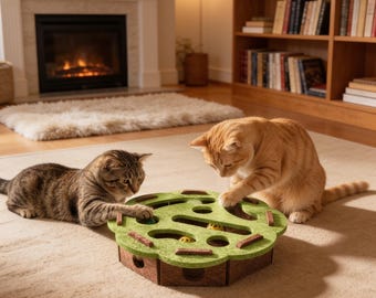 Interactive Cat Puzzle Toy Felt Enrichment Game Indoor Play Scratch Maze Bell Cute Activity