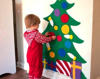 SALE Felt Christmas Tree - 3ft tall - Felt Story - Quiet Toys - Quiet Book - Montessori Felt Board