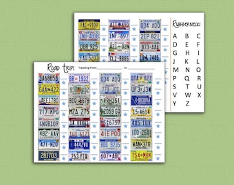 Travel Game - License Plate Rubber Neck Road Trip Games - Printable - Last Minute