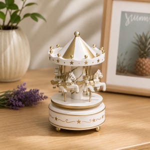 Carousel Horse Music Box - Classic Merry-Go-Round Musical Box, Vintage Roundabout Baby Nursery Decor, Birthday Gift for Girls