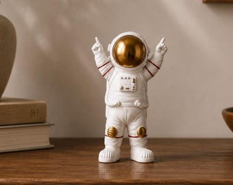 Resin Astronaut Model Spaceman Moon Sculpture - Cute Cosmonaut Figurine Desktop Miniature, Modern Home Decor Space Enthusiast Gift