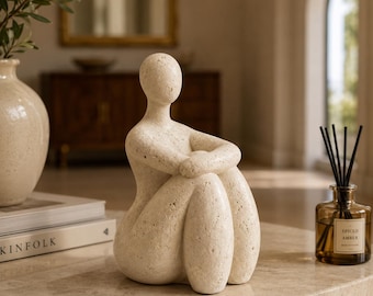 Abstract Resin Fat Woman Ornament - Solid Color Human Body Art Character Statue, Creative Minimalist Sculpture for Home Decor