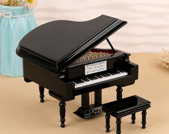 Handmade Wooden Miniature Piano Model - Realistic Musical Instrument Collection Decorative Ornament, Creative Desk Display Fan Gift