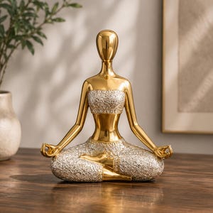Zen Yoga Girl Resin Statue - Lifelike Body Art Figurine, Meditation Pose Sculpture for TV Stand, Office Desk & Living Room Decor