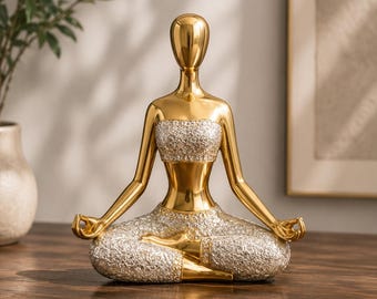 Zen Yoga Girl Resin Statue - Lifelike Body Art Figurine, Meditation Pose Sculpture for TV Stand, Office Desk & Living Room Decor