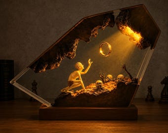 Gollum Power Ring Resin Light - Dark Lord Ring Fantasy World Night Light, Modern Halloween & Anniversary Room Decoration
