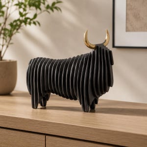 Creative Mammoth Resin Ornament - Abstract Striped Elephant Sculpture, Modern Decorative Animal Figurine for Home Decor