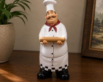 Functional Resin Chef Figurine - Creative Kitchen & Bar Ornaments Featuring Bottle Opener, Message Board and Salt/Pepper Shakers