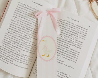 Silly Goose with Ribbon Bow Bookmark | Booktok Bookmark | Bookish Stationary