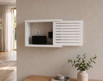 Caja para router de montaje en pared, cubierta decorativa para router WiFi, caja de almacenamiento para módem, organizador de cables, caja para router moderna, decoración minimalista para el hogar.