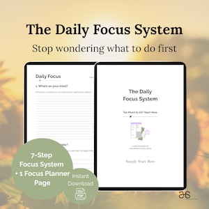 Tägliches Fokus-System: Druckbarer Mental-Reset- und Prioritätenplaner für stressige Tage – Produktivitäts-Arbeitsblatt für Fokus und Klarheit