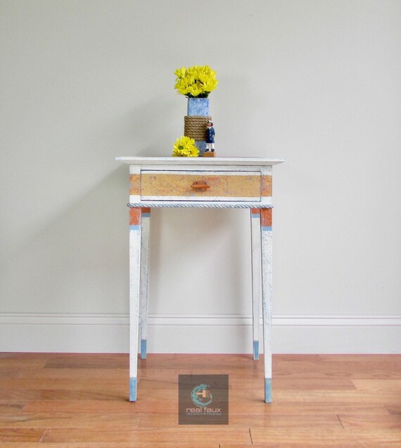 Coastal Side Table Beach House Nautical Decor Sailboat Etsy