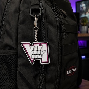 GTA VI Logo Keychain | 3D Printed Grand Theft Auto 6 Gaming Accessory