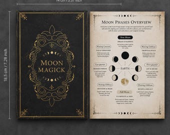 Lunar Grimoire Journal | Moon Phase Ritual Planner | Witchcraft Book of Shadows | Crystal & Herbal Correspondence Guide