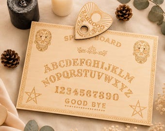 Set Ouija en Bois 3 Pièces – Planche Spirituelle, Pendule Divinatoire & Support Mystique | Décoration Ésotérique, Méditation